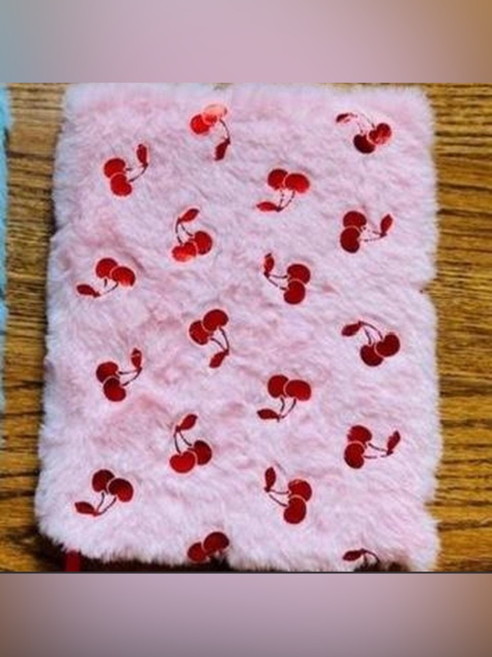 Cherry pink faux fur notebook